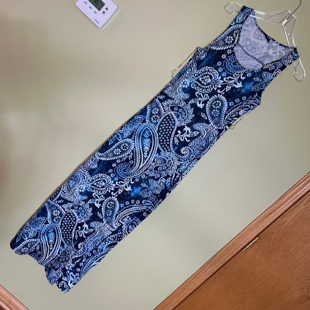 Blue Paisley “Basic Editions” Maxi Dress